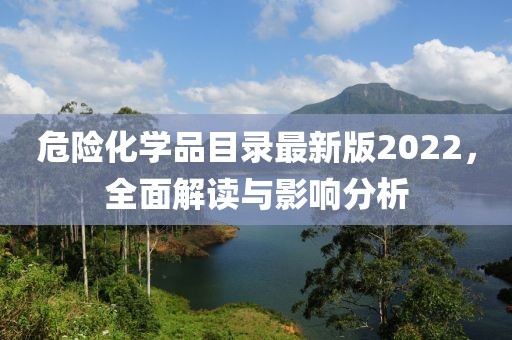 危险化学品目录最新版2022，全面解读与影响分析